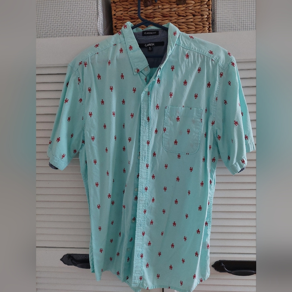 Carbon Classic Fit Lobster Graphic Button Up Shirt Men XL